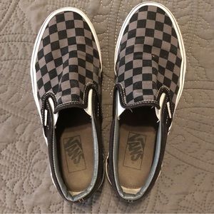 Vans® ✌︎︎ OG Checkerboard Slip-On™ Skate Sneaker ✌︎︎ Black Pewter ✌︎︎ 7 M 8.5 W